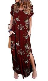 Short sleeve casual dress with printed pockets