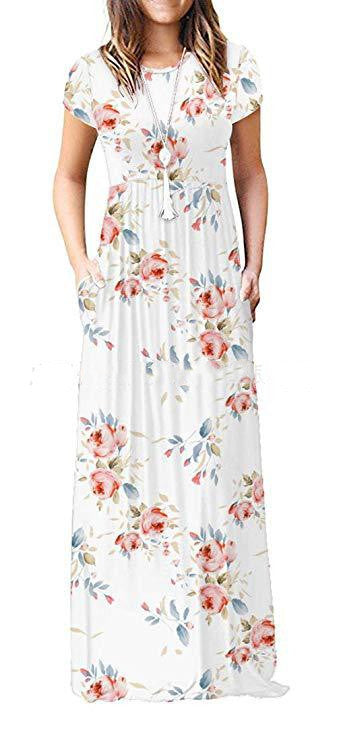 Short sleeve casual dress with printed pockets