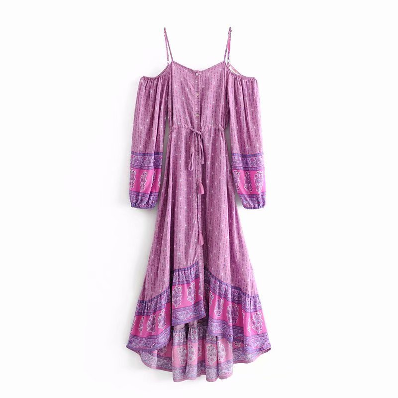 Printed strapless strap dress
