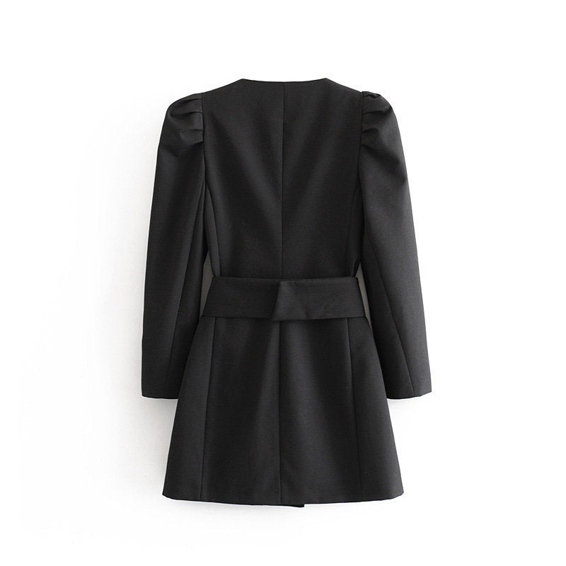 Women's fitted belt dress jacket