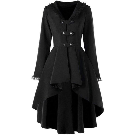 European and American new irregular dovetail coat lace stitching back strap windbreaker women