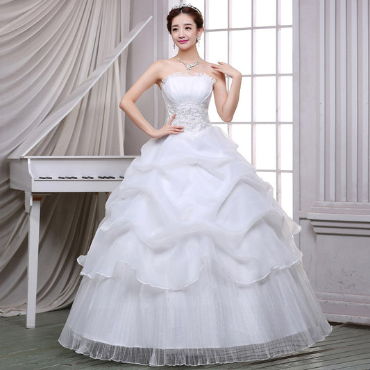 Lace Embroidered Bride Wedding Dress – Elegant Tube Top Bridal Gown