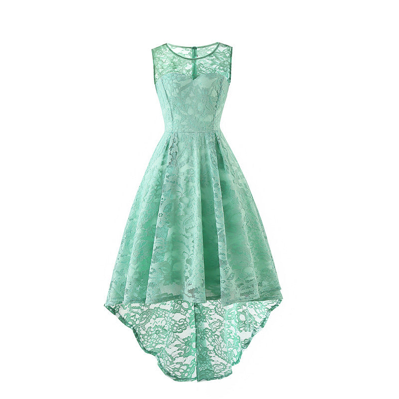Elegance Bloom Lace High-Low Dress