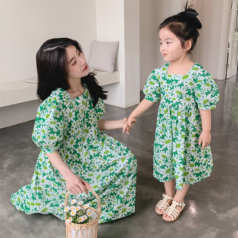 Parent-child Girl Dress Floral Mother And Daughter Long Dress Princess Dress
