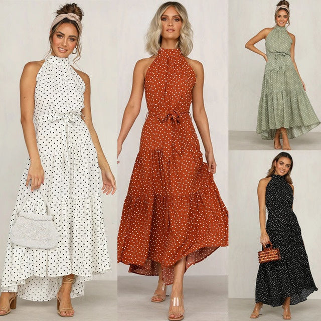 Ruffled round neck sleeveless dress