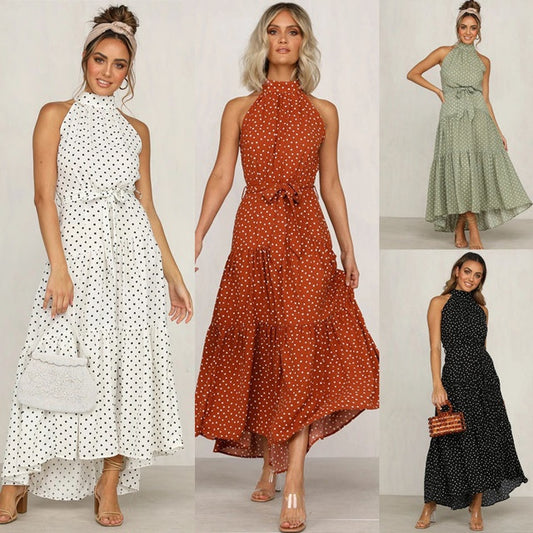 Ruffled round neck sleeveless dress