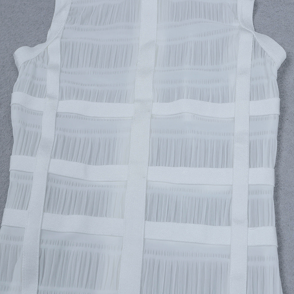 Women's Mesh See-through Mid-length Fringed Dress