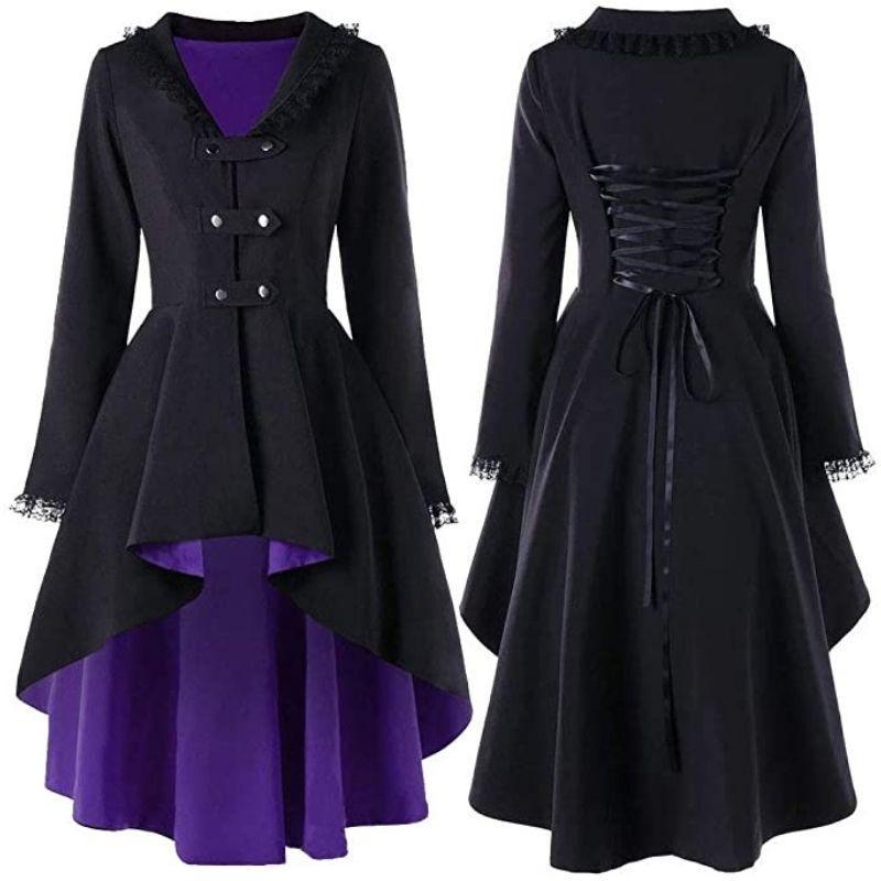 European and American new irregular dovetail coat lace stitching back strap windbreaker women