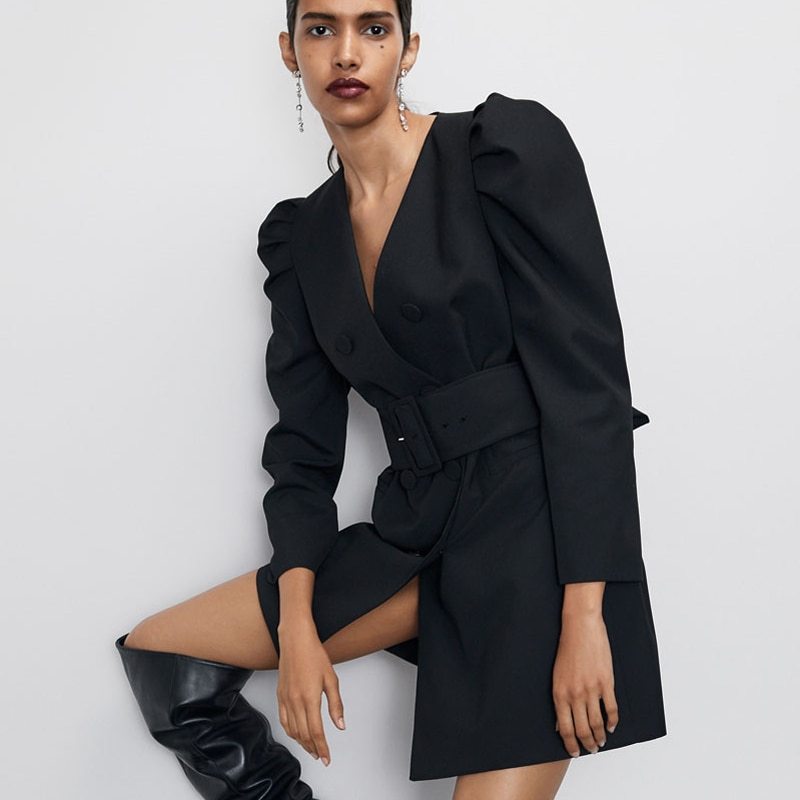 Women's fitted belt dress jacket