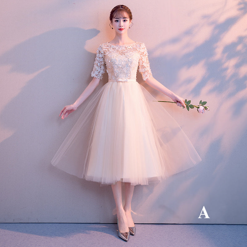 Mid-length Champagne Sister Group Dress