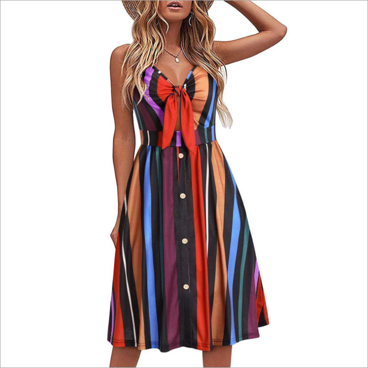 Sleeveless Suspender Slim Mid-length Dress