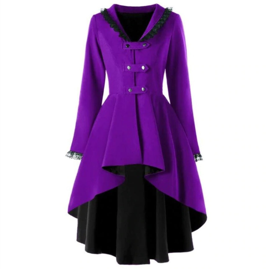 European and American new irregular dovetail coat lace stitching back strap windbreaker women