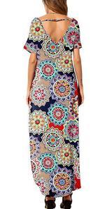 Short sleeve casual dress with printed pockets