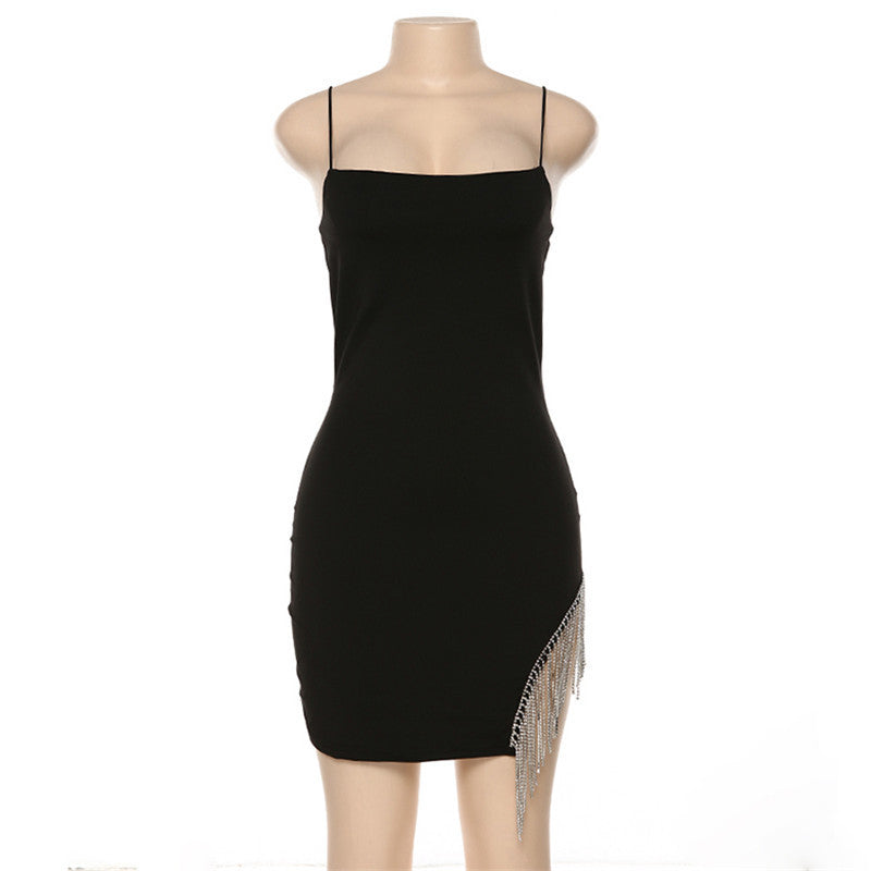 Sexy Night Club Dress with Tassels & Diamantes - Spaghetti Strap Party Dress