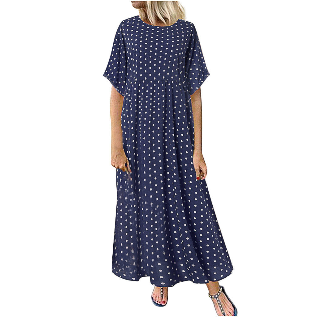Printed round neck dress