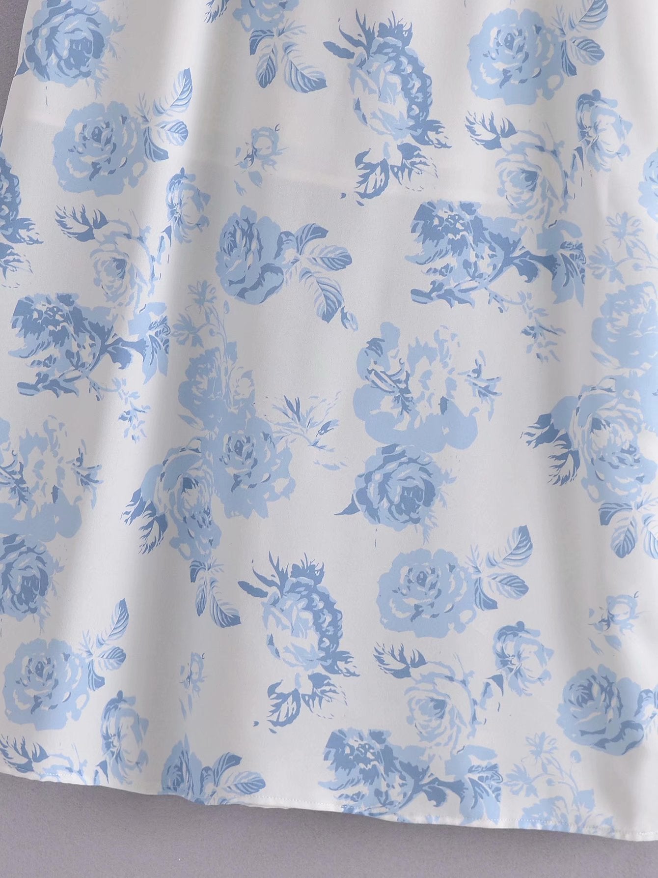 Digital Blue Flower Halter Strap Dress