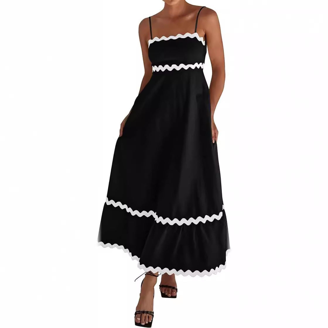 Women's Camisole Pleated Lace Mid-length Sleeveless Dress