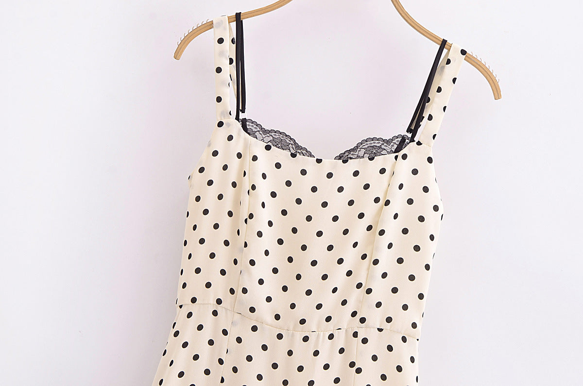 Retro Dots Printing Slip Dress