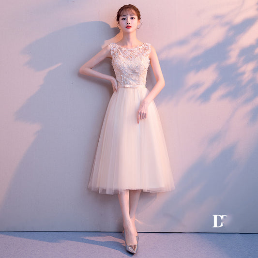 Mid-length Champagne Sister Group Dress