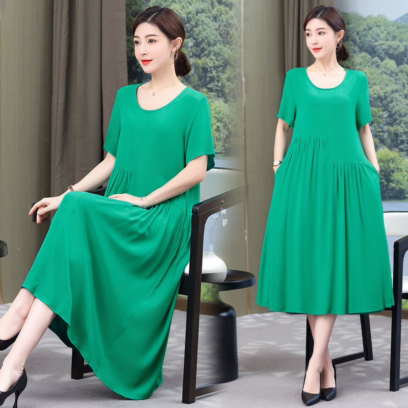 Solid Color New Noil Poplin Dress Summer Fashion Outdoor