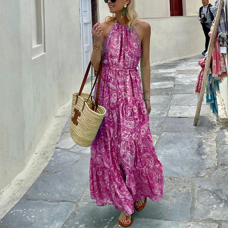 Temperament Sleeveless Mid Length Fashion Printed Dress