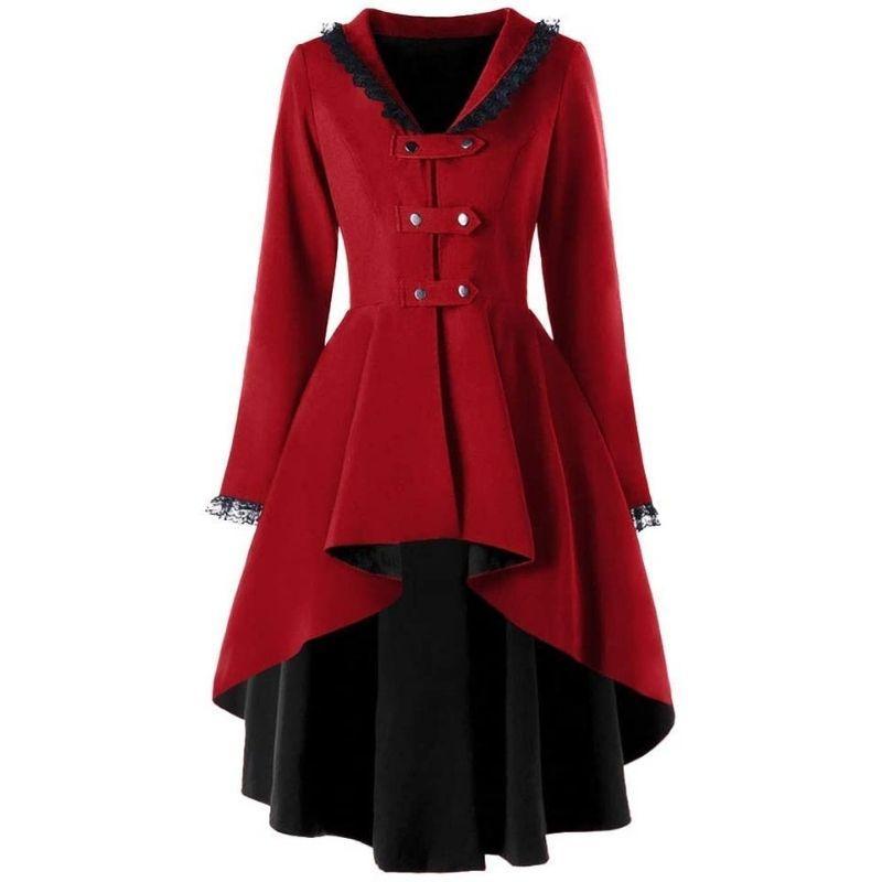 European and American new irregular dovetail coat lace stitching back strap windbreaker women