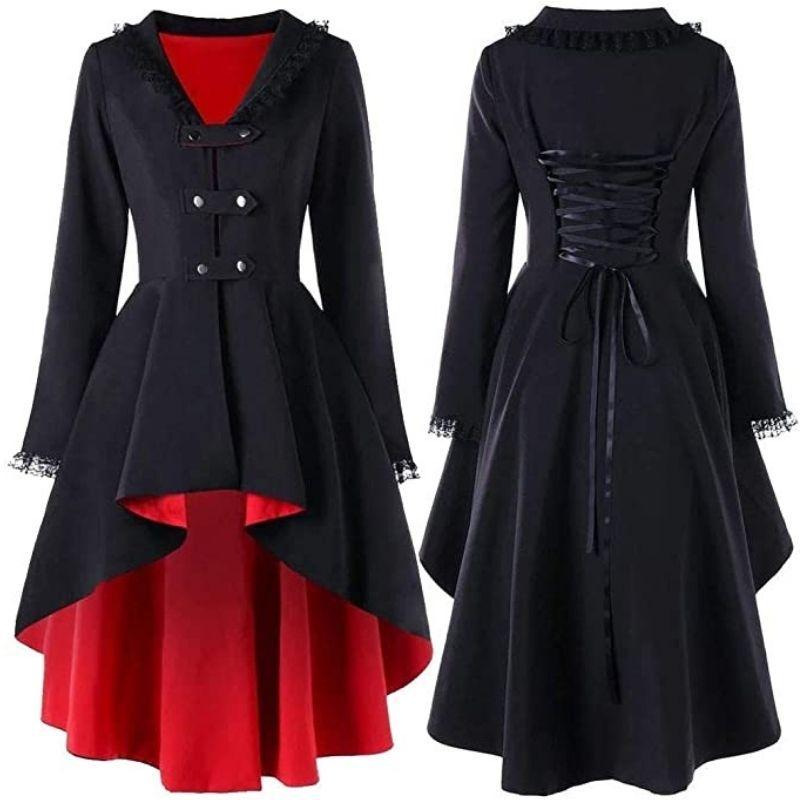 European and American new irregular dovetail coat lace stitching back strap windbreaker women
