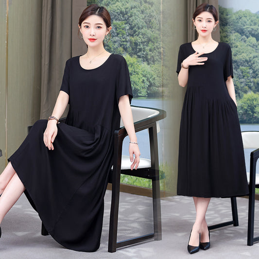 Solid Color New Noil Poplin Dress Summer Fashion Outdoor