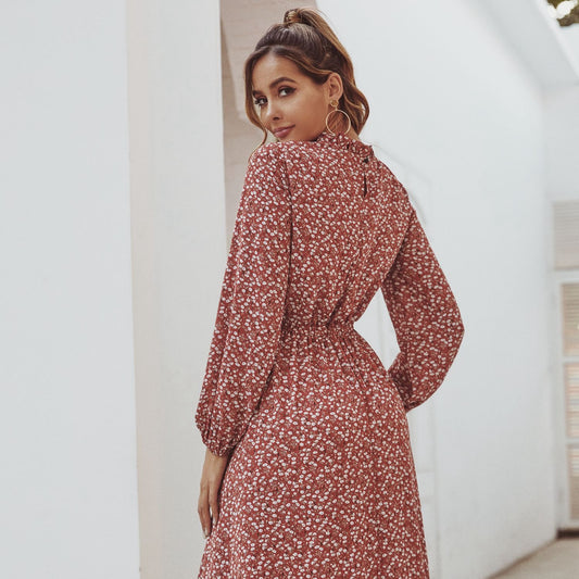 Printed commuter long sleeve dress