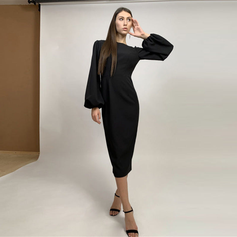 Fashionable Women's Temperament Slim Mid-length Dress