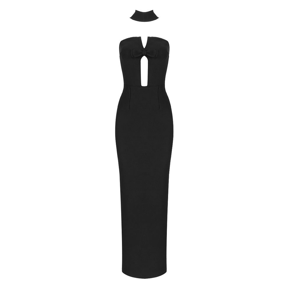 Backless Halter Mid-Length Sheath Bandage Dress – Elegant Toast Dress for Every Occasion