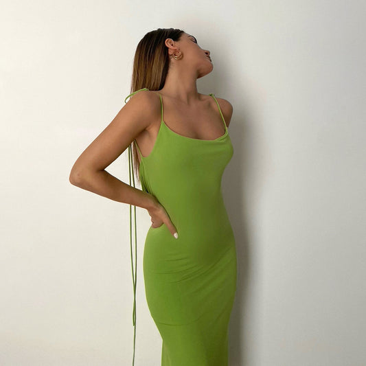 Elegant Spaghetti Strap Maxi Dress Cryptographic  Backless Draped Maxi Dress for Women Sleeveless Night Club Party Long Dresses Summer