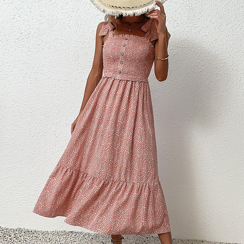 New Summer Draped Mid-length Backless Dress