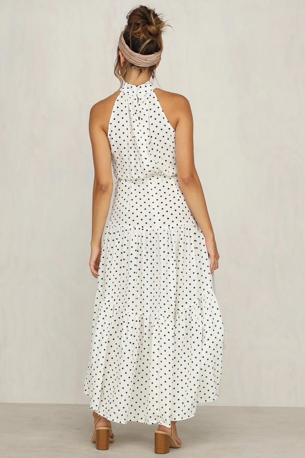 Ruffled round neck sleeveless dress