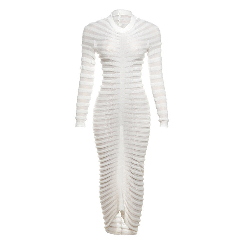 Women's Graceful And Fashionable Long-sleeved Round Neck Slim-fit Sheath Dress