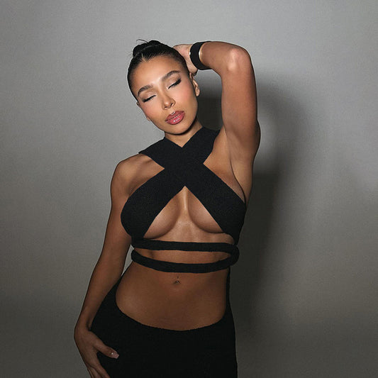 Women's Fashion Cross Stitching Hollow Backless Dress