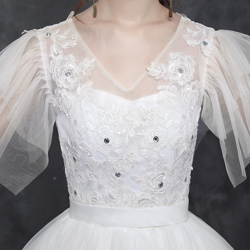 Large Size Wedding Dress plus size Bride Married Master Wedding Dress Was Thin And Simple Studio Covering Arms