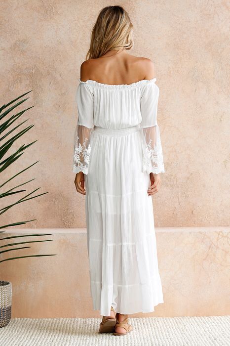 European Boho Lace Stitching Day Dress