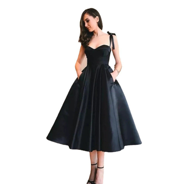 Timeless A-Line Dress with Bow Straps | Classic Red & Black Dress | Perfect for Any Occasion | Buy Online