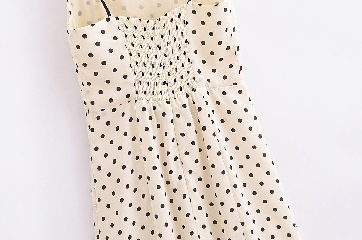 Retro Dots Printing Slip Dress