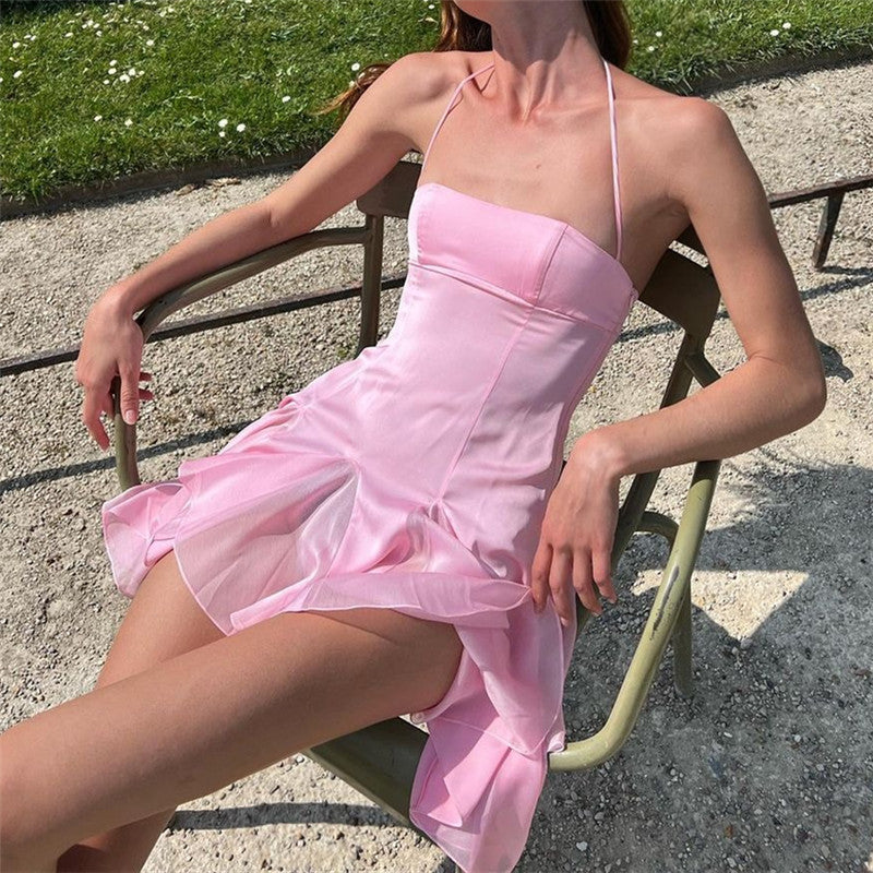 Women's Summer Sweet Style Backless Short Dress