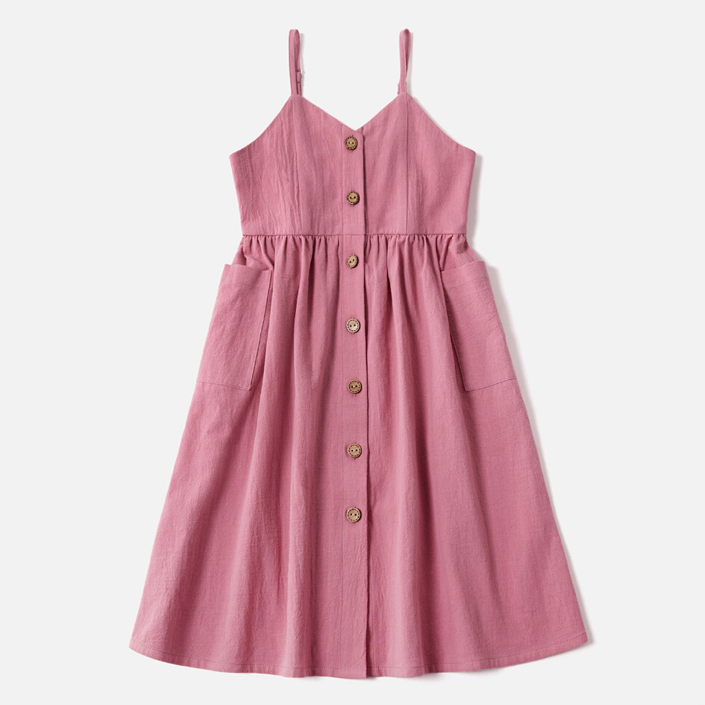 Pure Color Sling Dress Mother And Daughter Parent-child Wear