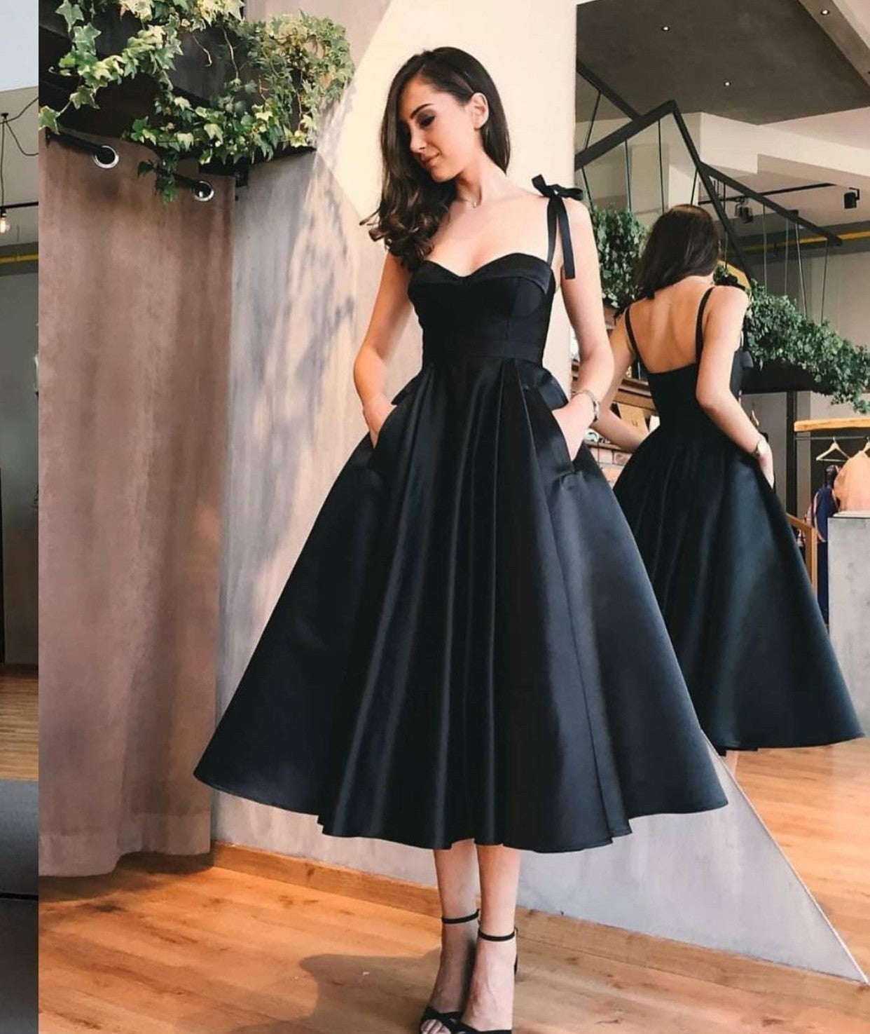 Timeless A-Line Dress with Bow Straps | Classic Red & Black Dress | Perfect for Any Occasion | Buy Online