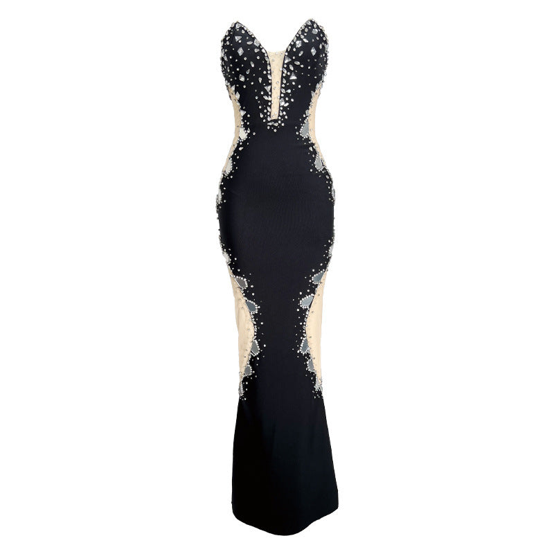 Women's Slimming Sequin Gauze Bandage One-piece Dress