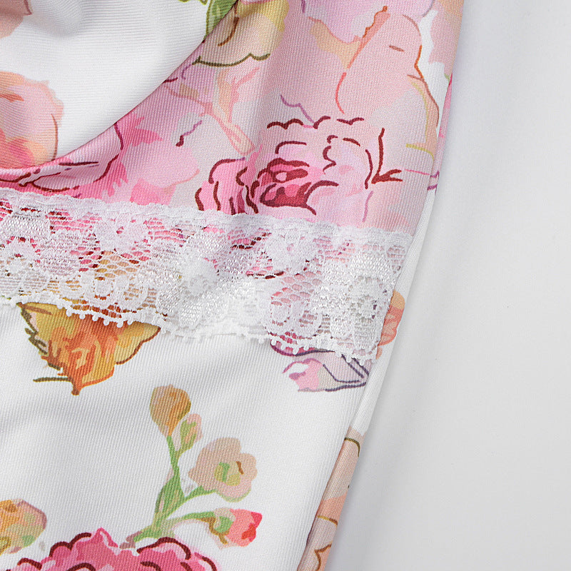 Fashion Printed Backless Sling Dress