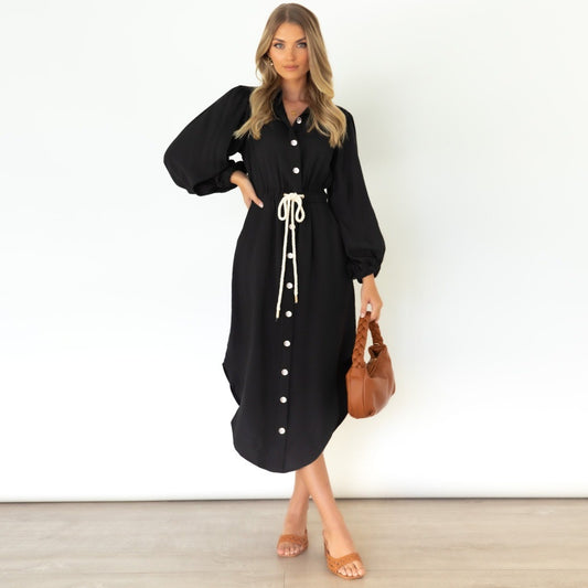 Women's Fashion Temperament Mid-length Shirt Dress