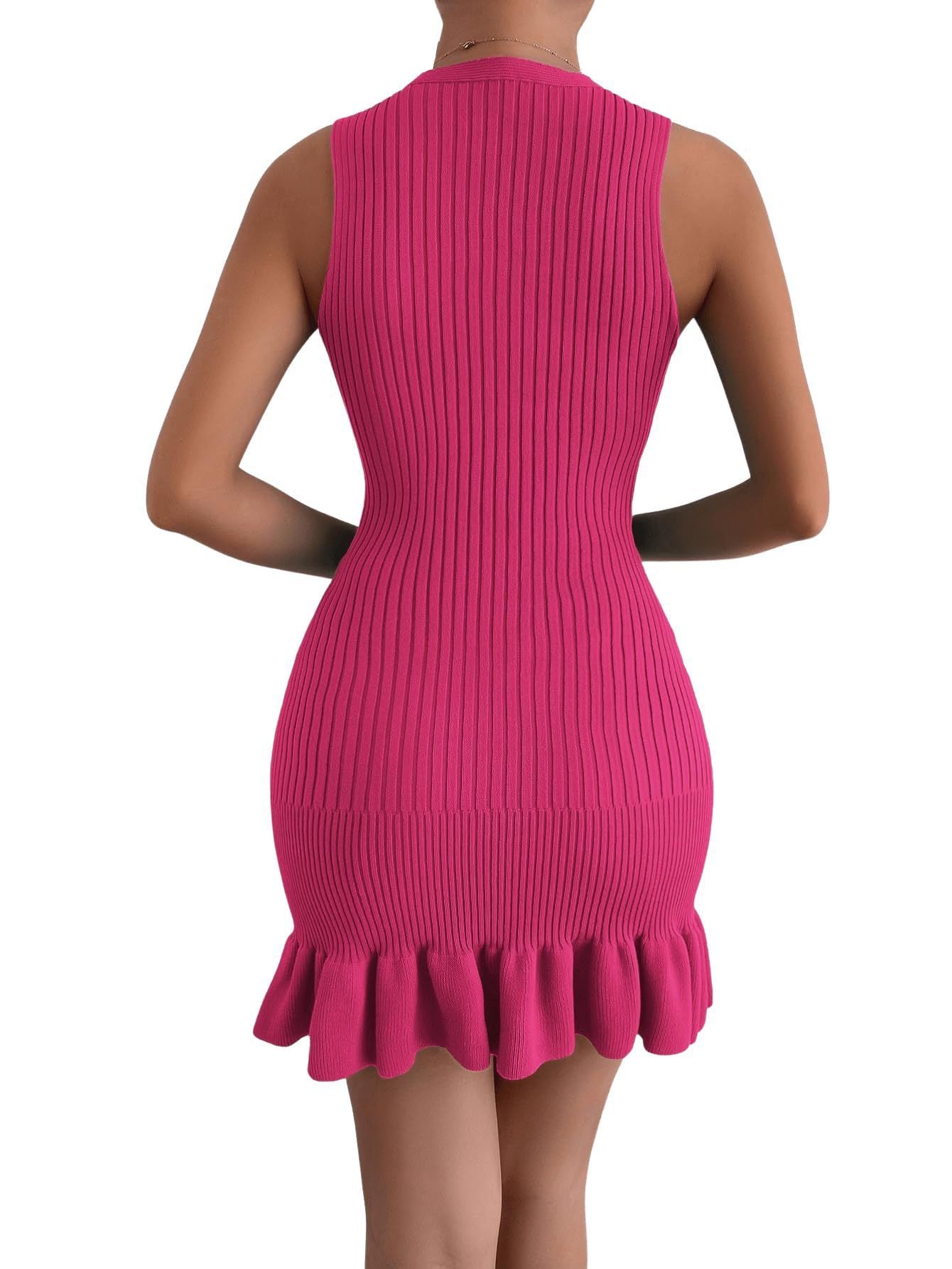 Dress Women's Mid-length Flounced Slim Sleeveless