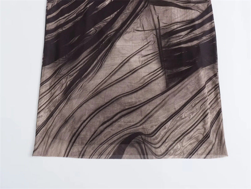 Simple Plain Color Series Line Style Silk Net Printing Dress