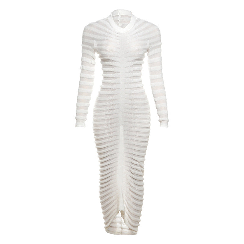 Women's Graceful And Fashionable Long-sleeved Round Neck Slim-fit Sheath Dress