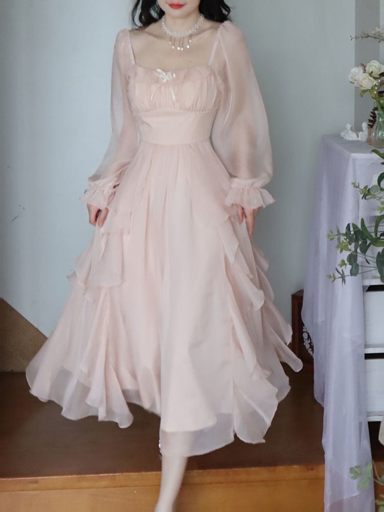 Women's Temperament High Waist Long Sleeve Dress